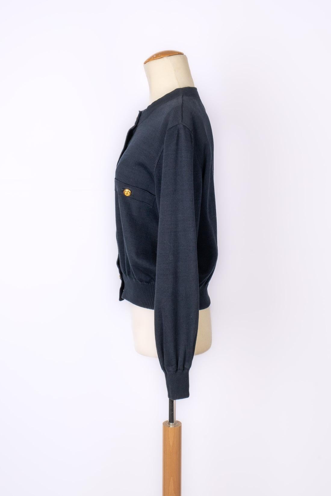 Chanel Navy-Blue Mesh Cardigan Top In Excellent Condition In SAINT-OUEN-SUR-SEINE, FR