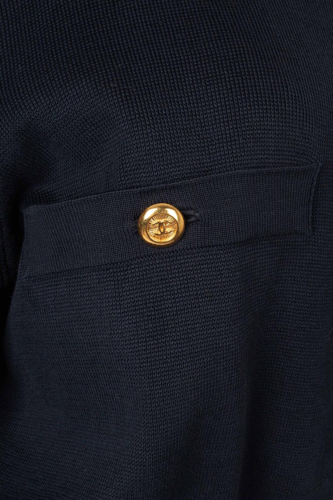 Women's Chanel Navy-Blue Mesh Cardigan Top