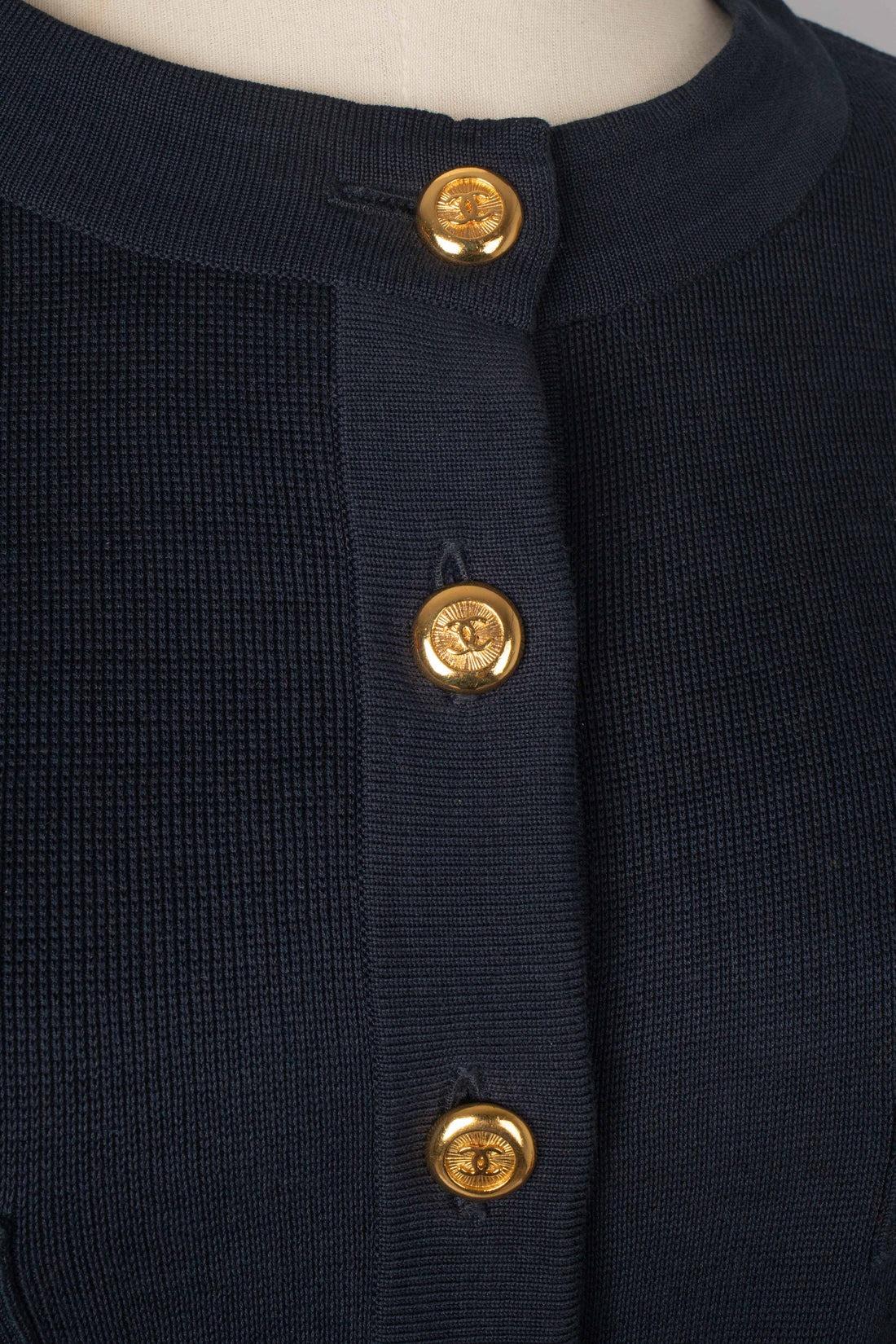 Chanel Navy-Blue Mesh Cardigan Top 1