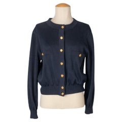 Chanel Navy-Blue Mesh Cardigan Top