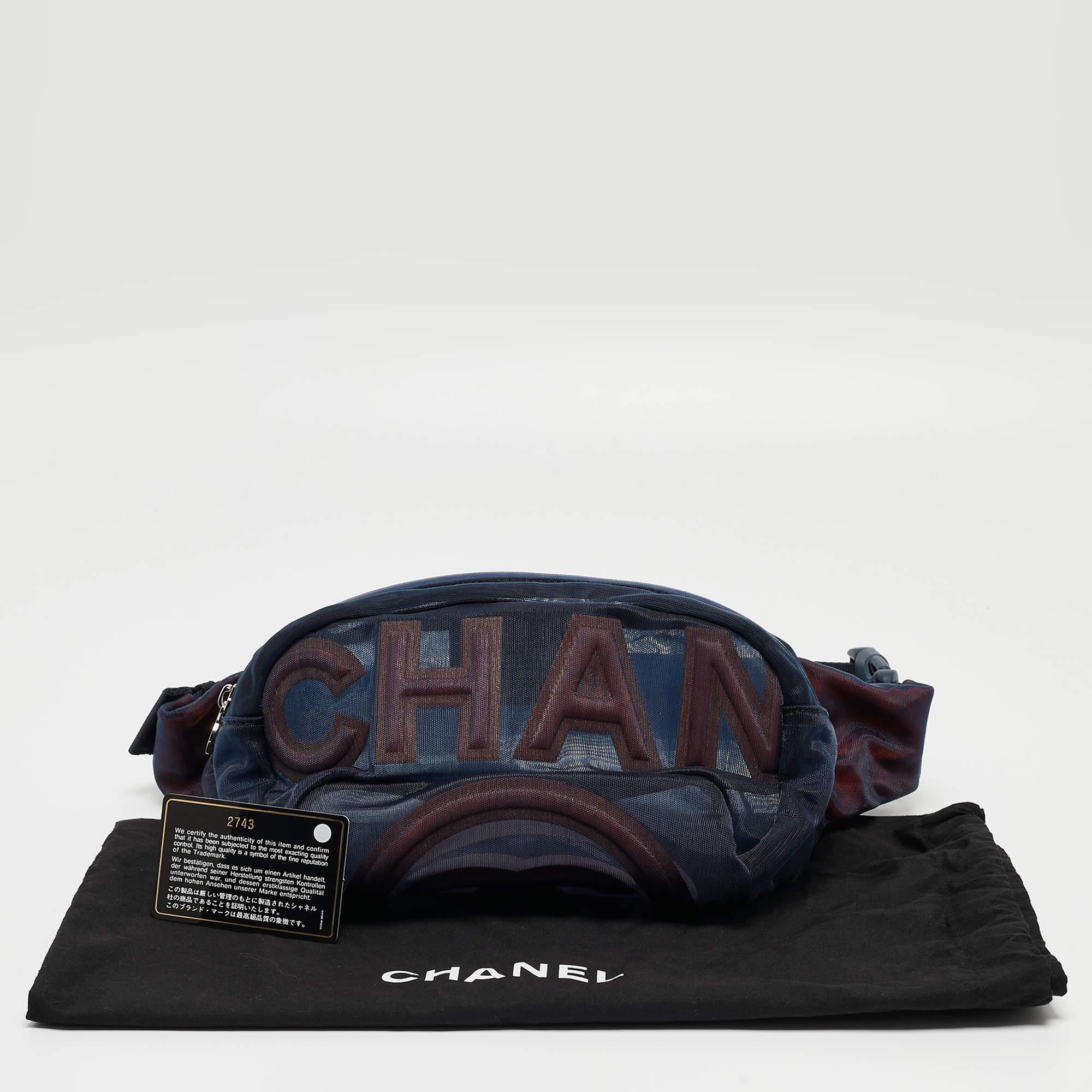 Chanel Navy Blue Mesh Nylon CC Waist Bag 2