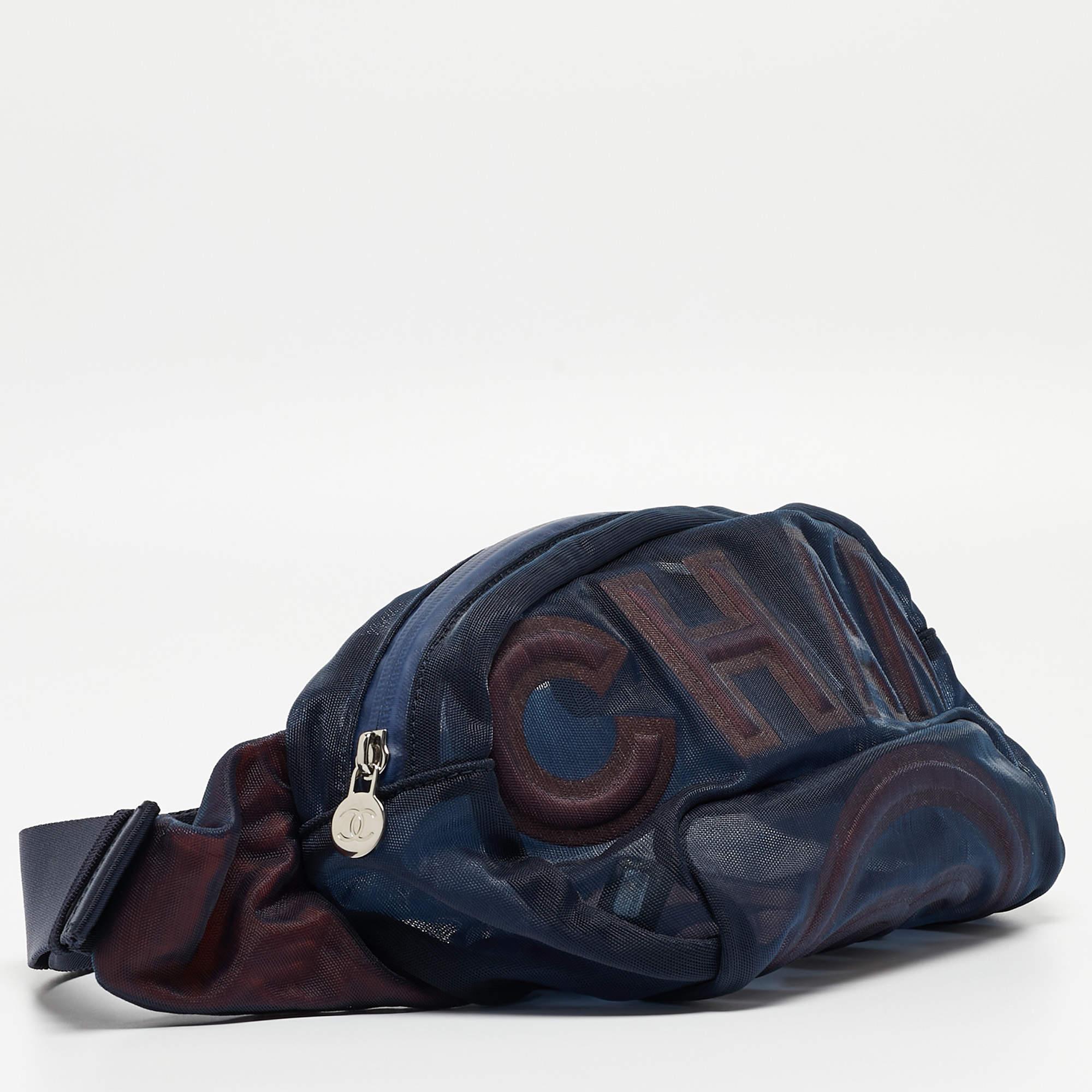 Chanel Navy Blue Mesh Nylon CC Waist Bag 4