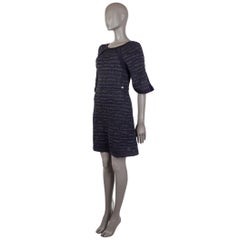 CHANEL navy blue & multi PARIS - SEOUL Cruise 2016 Knit Dress 34