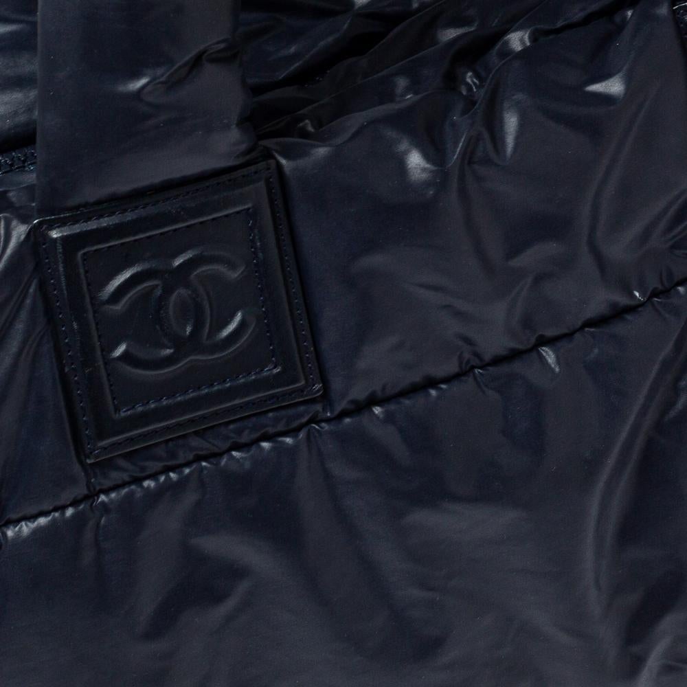 Women's Chanel Navy Blue Nylon Coco Cocoon Bowler Bag