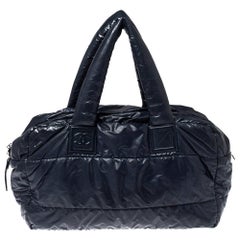 Chanel Navy Blue Nylon Coco Cocoon Bowler Bag