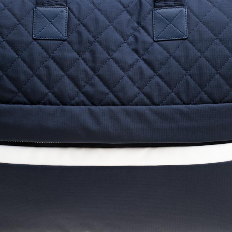 Chanel Navy Blue Nylon Sport Line Front Zip Weekender Travel Bag Damen