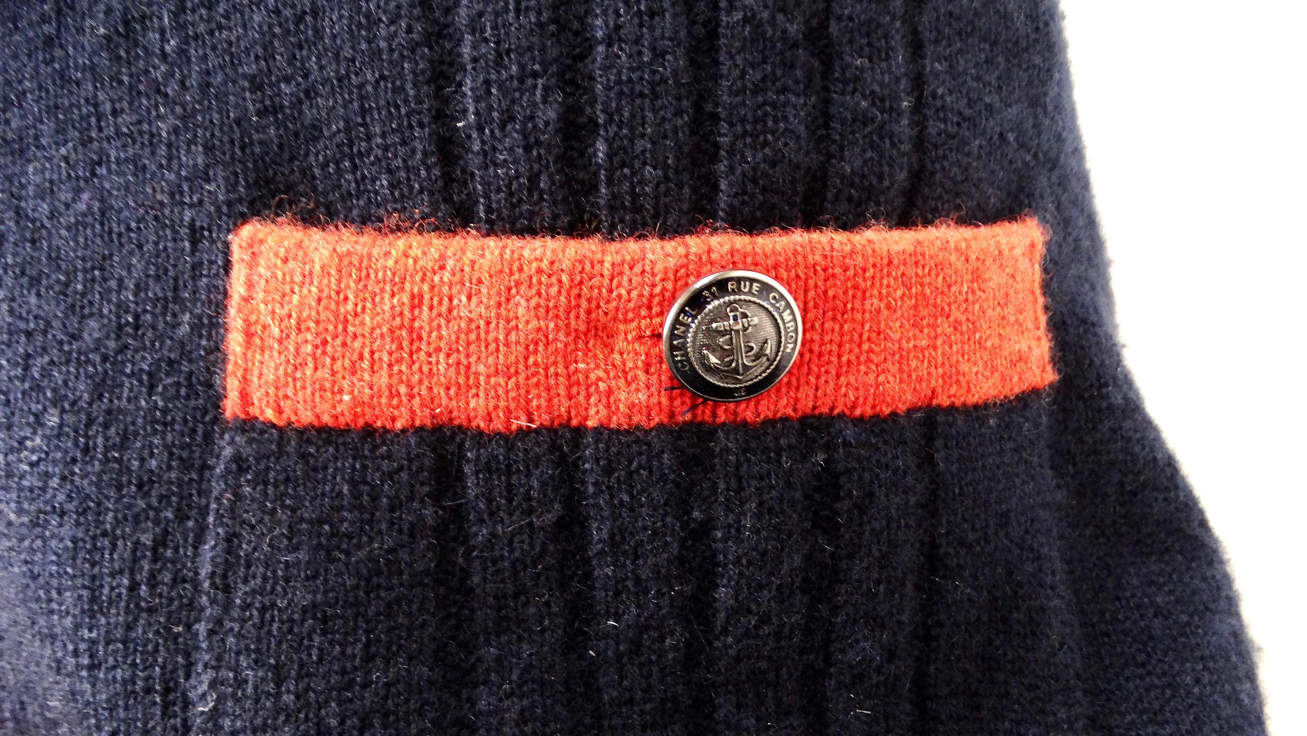 Nero Mini gonna in maglia di cashmere blu e arancione di Chanel in vendita