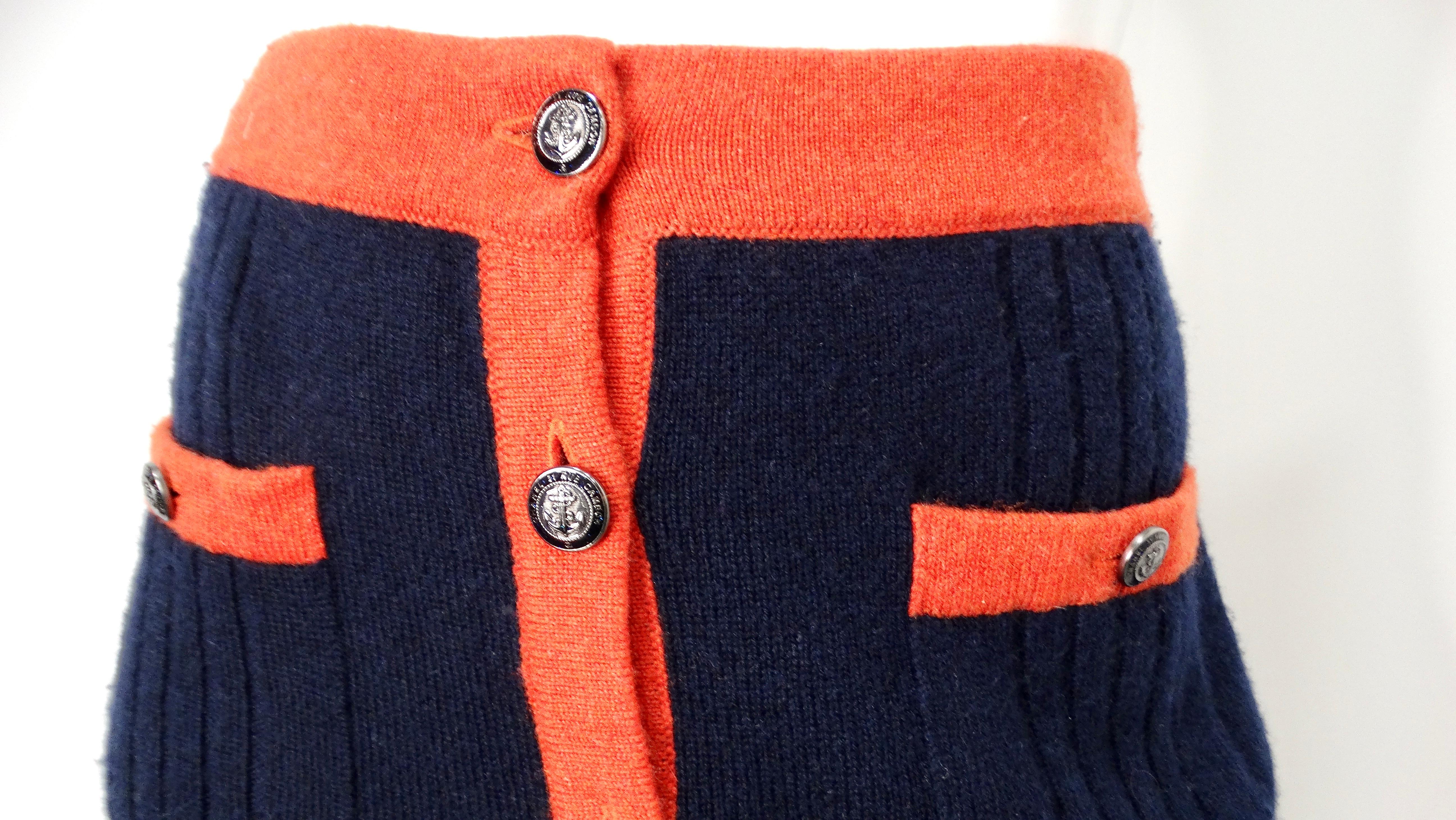 Mini gonna in maglia di cashmere blu e arancione di Chanel In condizioni buone in vendita a Scottsdale, AZ