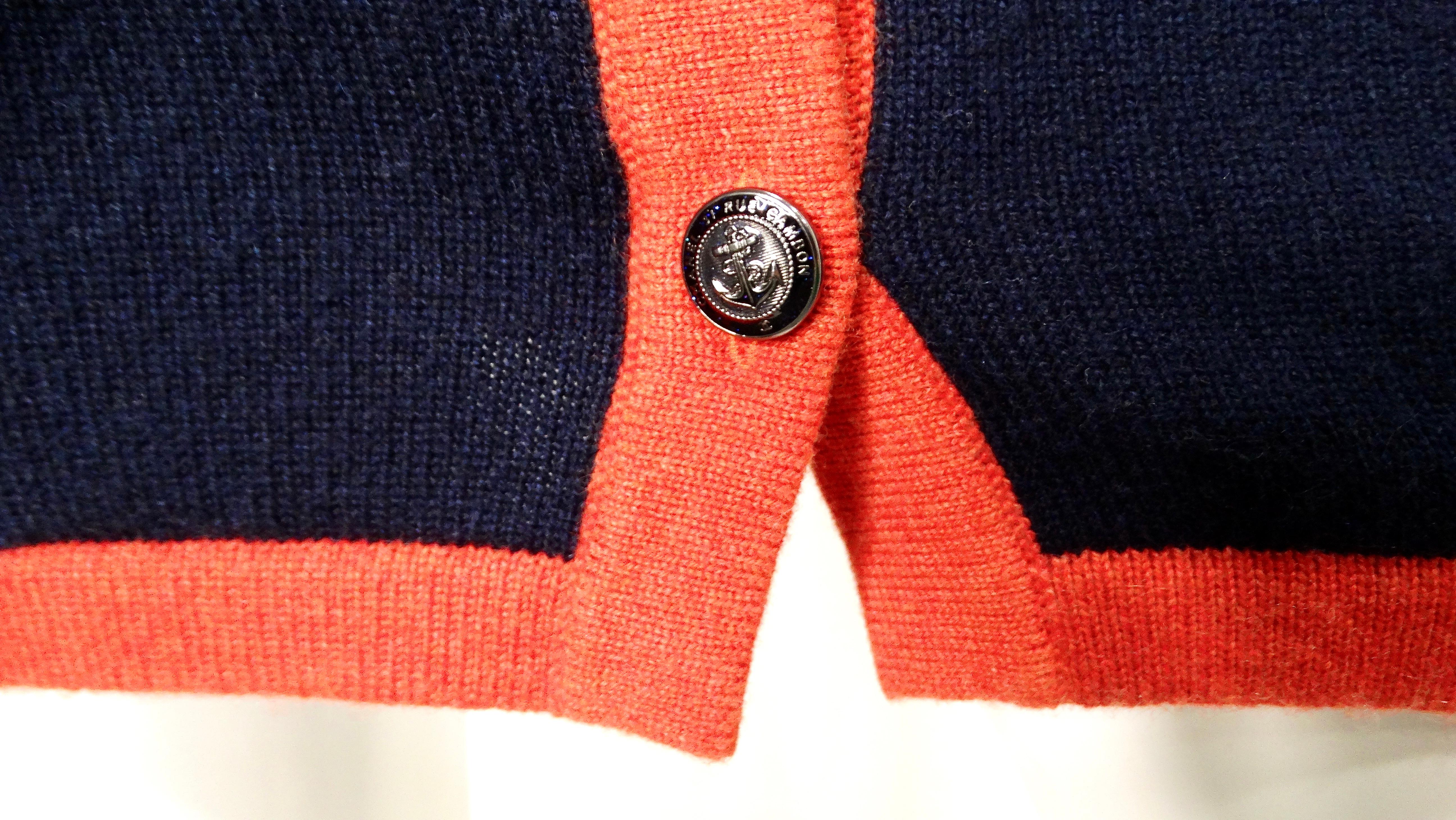 Donna Mini gonna in maglia di cashmere blu e arancione di Chanel in vendita