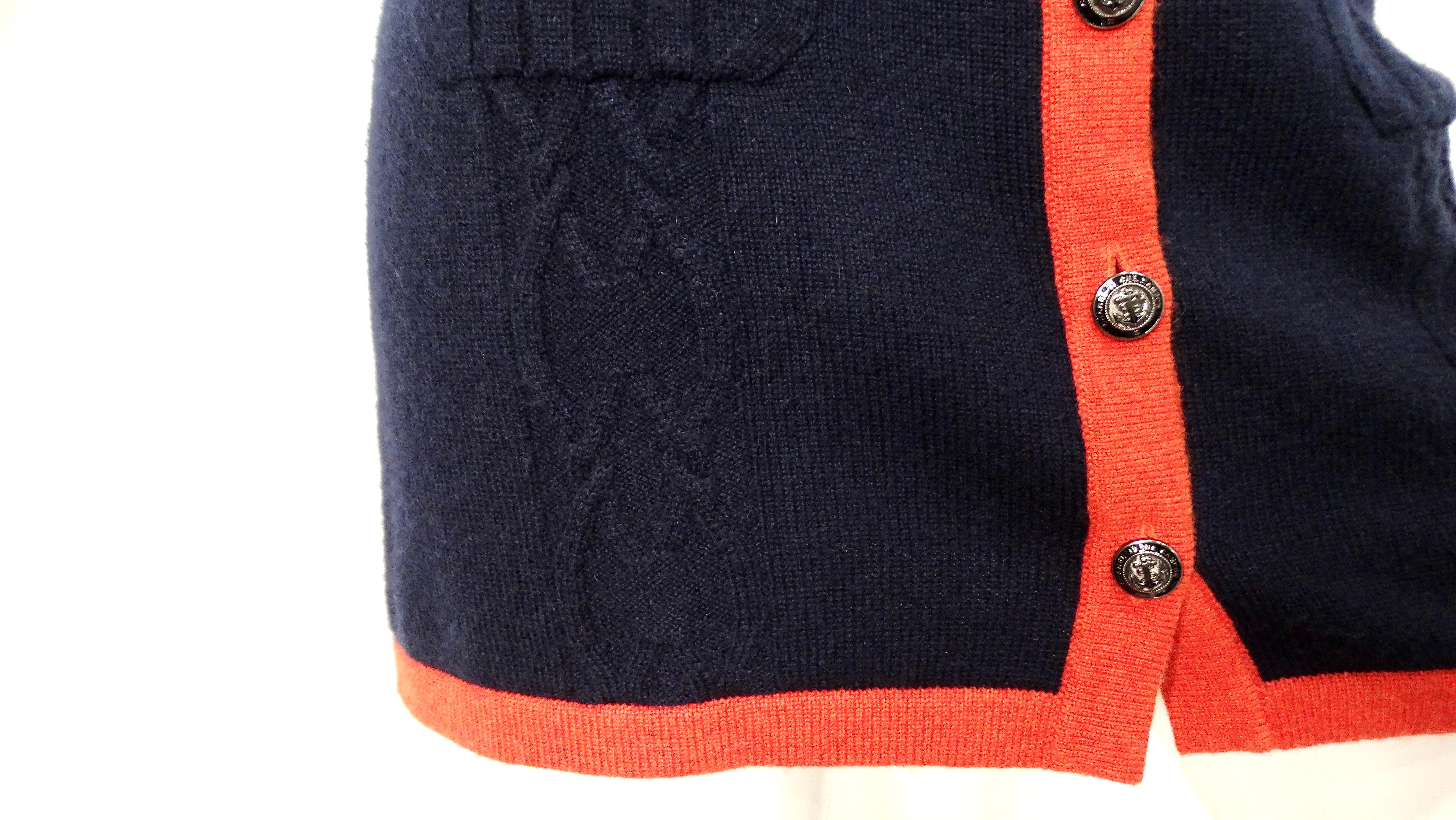 Mini gonna in maglia di cashmere blu e arancione di Chanel in vendita 4