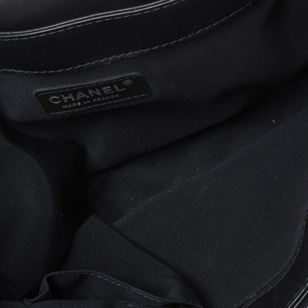 Chanel Navy Blue Patent Leather Medium Boy Reverso Bag 7