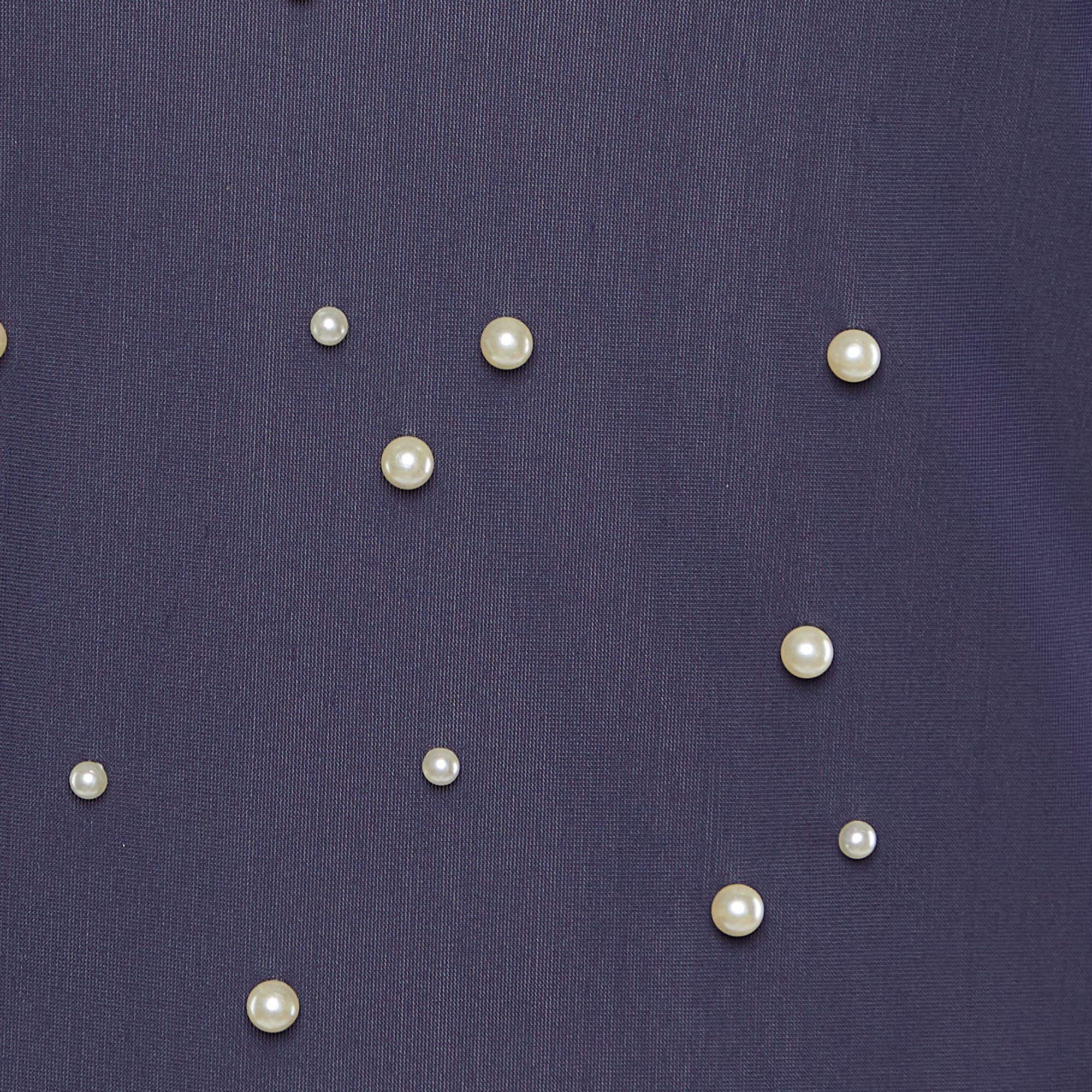 Top caraco Chanel bleu marine orné de perles, taille M en vente 1