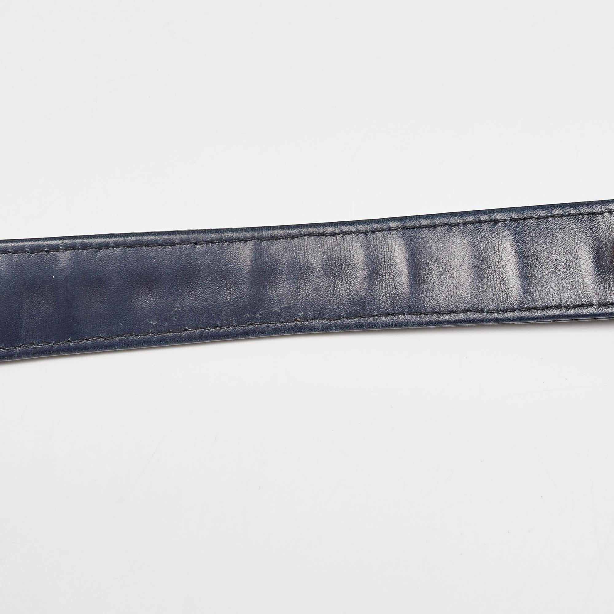 Chanel Navy Blue Perforated Leather Punch Flap Bag 3