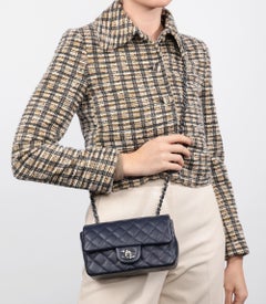 Chanel Navy Blue Quilted Caviar Leather Rectangular Mini Flap Bag