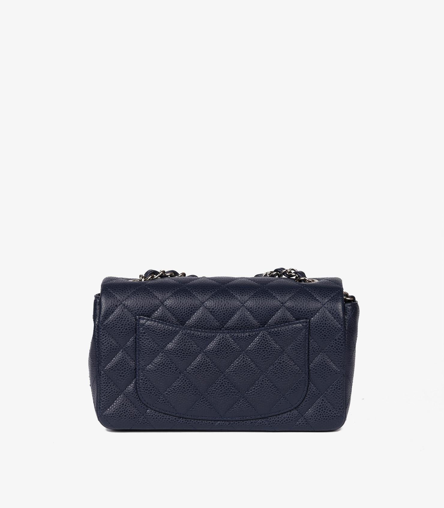 Chanel Navy Blue Quilted Caviar Leather Rectangular Mini Flap Bag 2