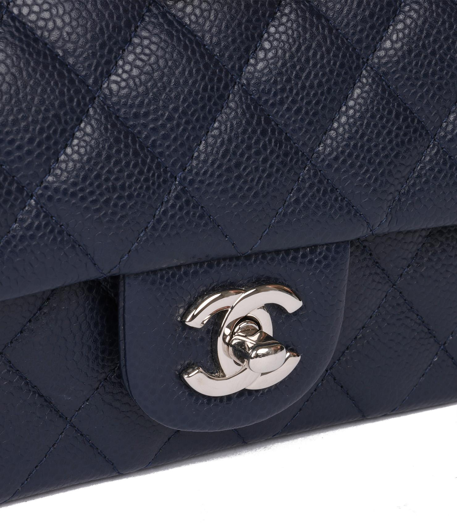 Chanel Navy Blue Quilted Caviar Leather Rectangular Mini Flap Bag 4