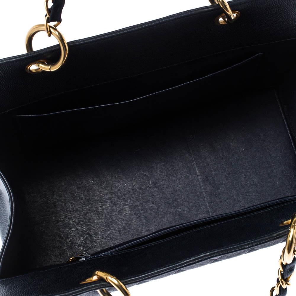 Chanel Navy Blue Quilted Caviar Leather Timeless Shopper Tote 6