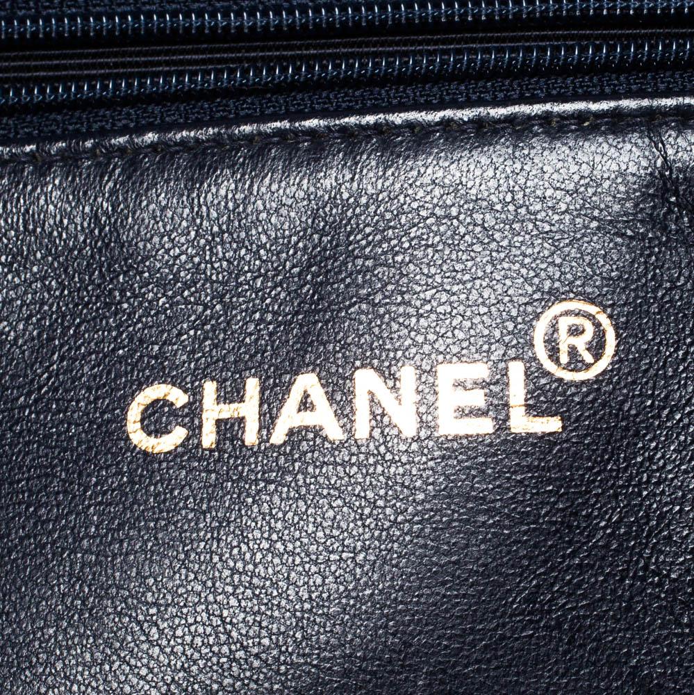 Chanel Navy Blue Quilted Caviar Leather Timeless Shopper Tote 7