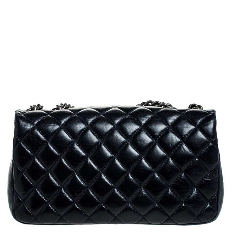 Chanel Navy Blue Quilted Crinkled Leather 31 RUE CAMBON Shoulder Bag ...