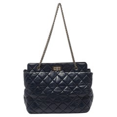 Chanel Navy Blue Quilted Leather 2.55 Reissue Grand Shopping Tote