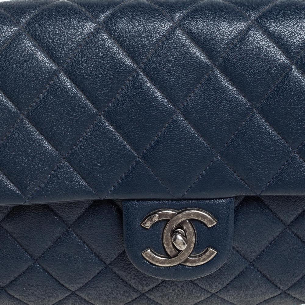 Chanel Marineblau Gestepptes Leder 31 Rue Cambon Klappe Tasche 8