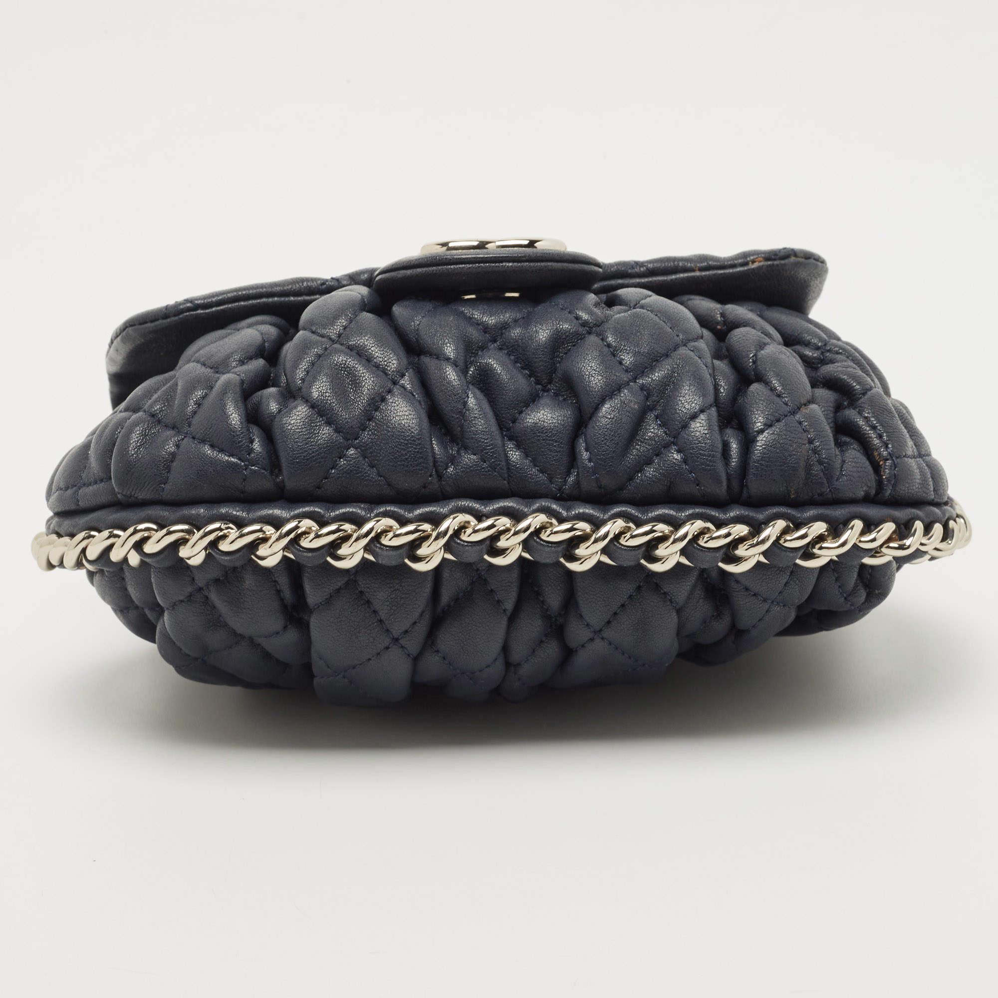 Chanel Navy Blue Quilted Leather CC Chain Around Flap Bag 1