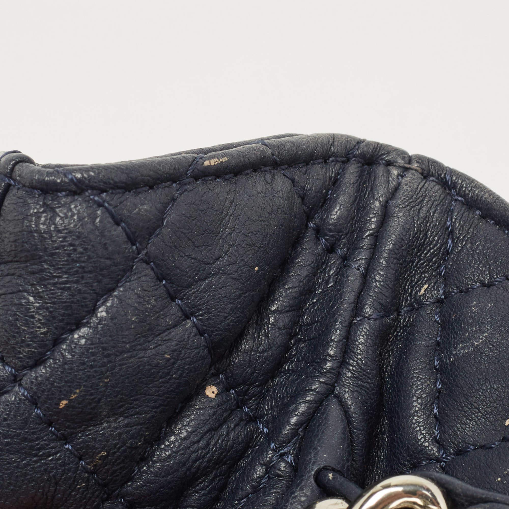 Chanel Navy Blue Quilted Leather CC Chain Around Flap Bag 4