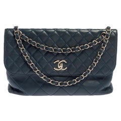 Chanel Navy Blue Quilted Leather In-The-Business Flap Bag
