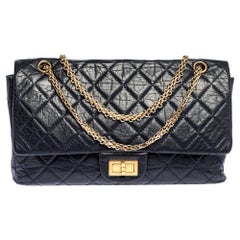 Chanel Navy Blue Quilted Leather Jumbo Reissue 2.55 Classic 227 Flap Bag