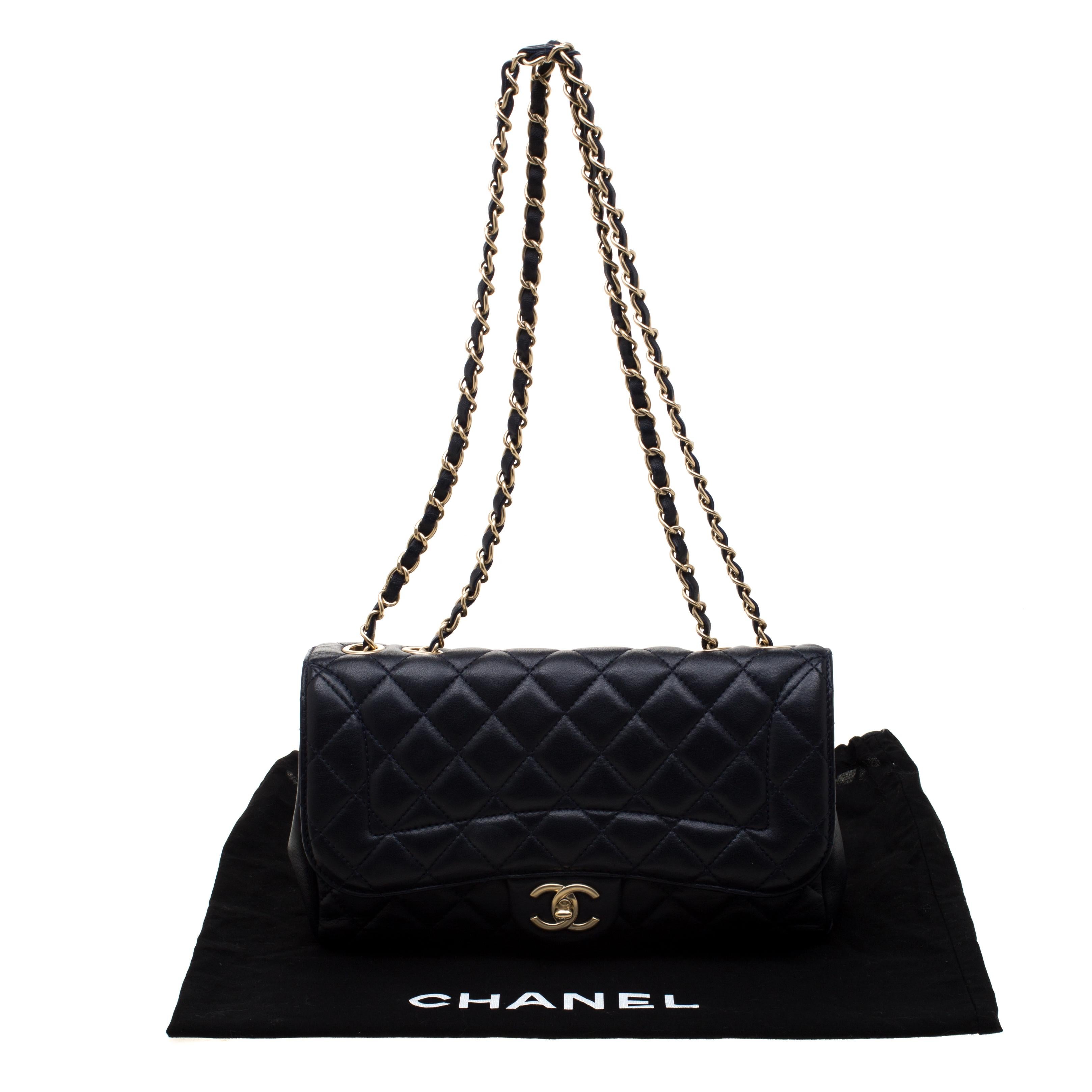 Chanel Navy Blue Quilted Leather Mademoiselle Chic Flap Shoulder Bag 7