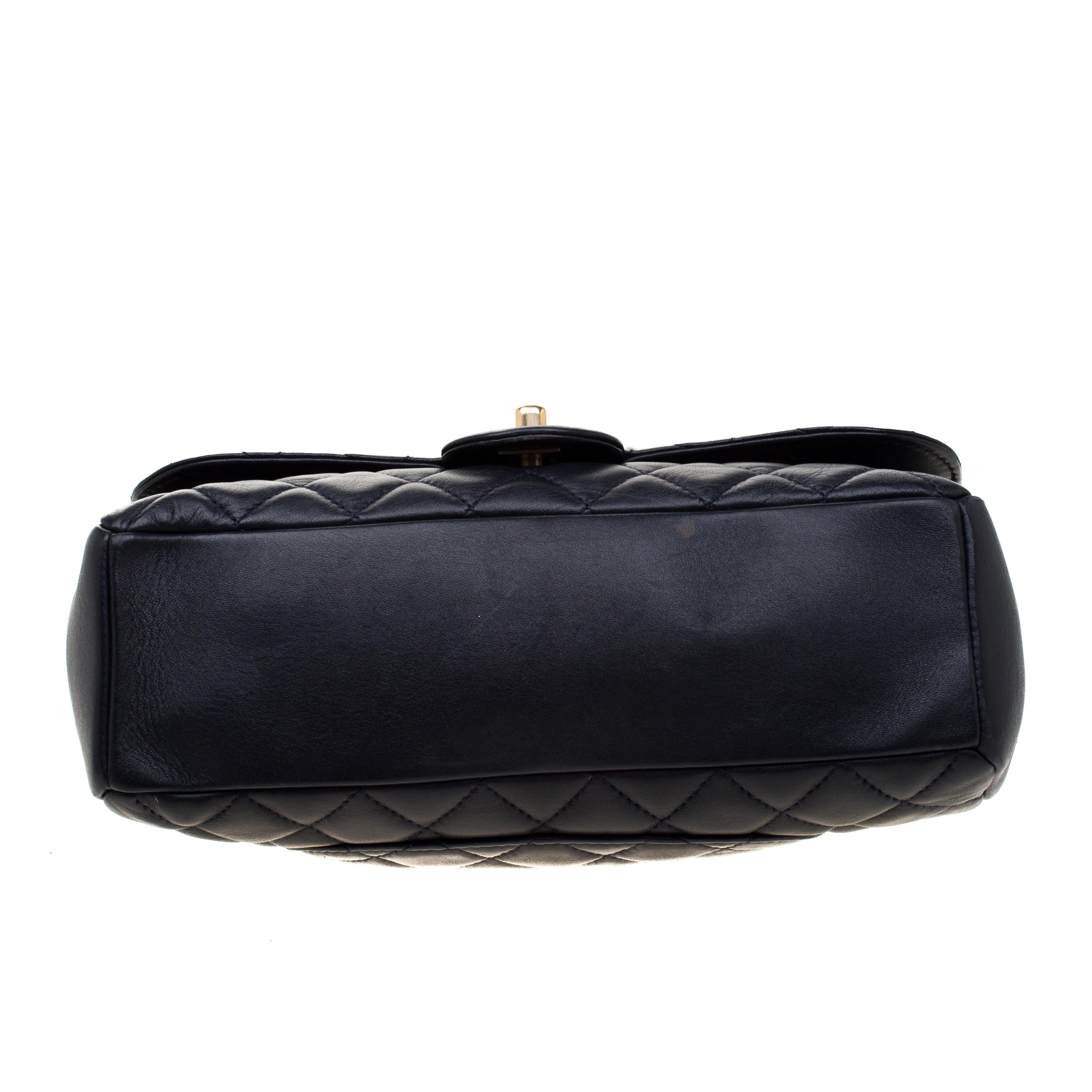 Women's Chanel Navy Blue Quilted Leather Mademoiselle Chic Flap Shoulder Bag