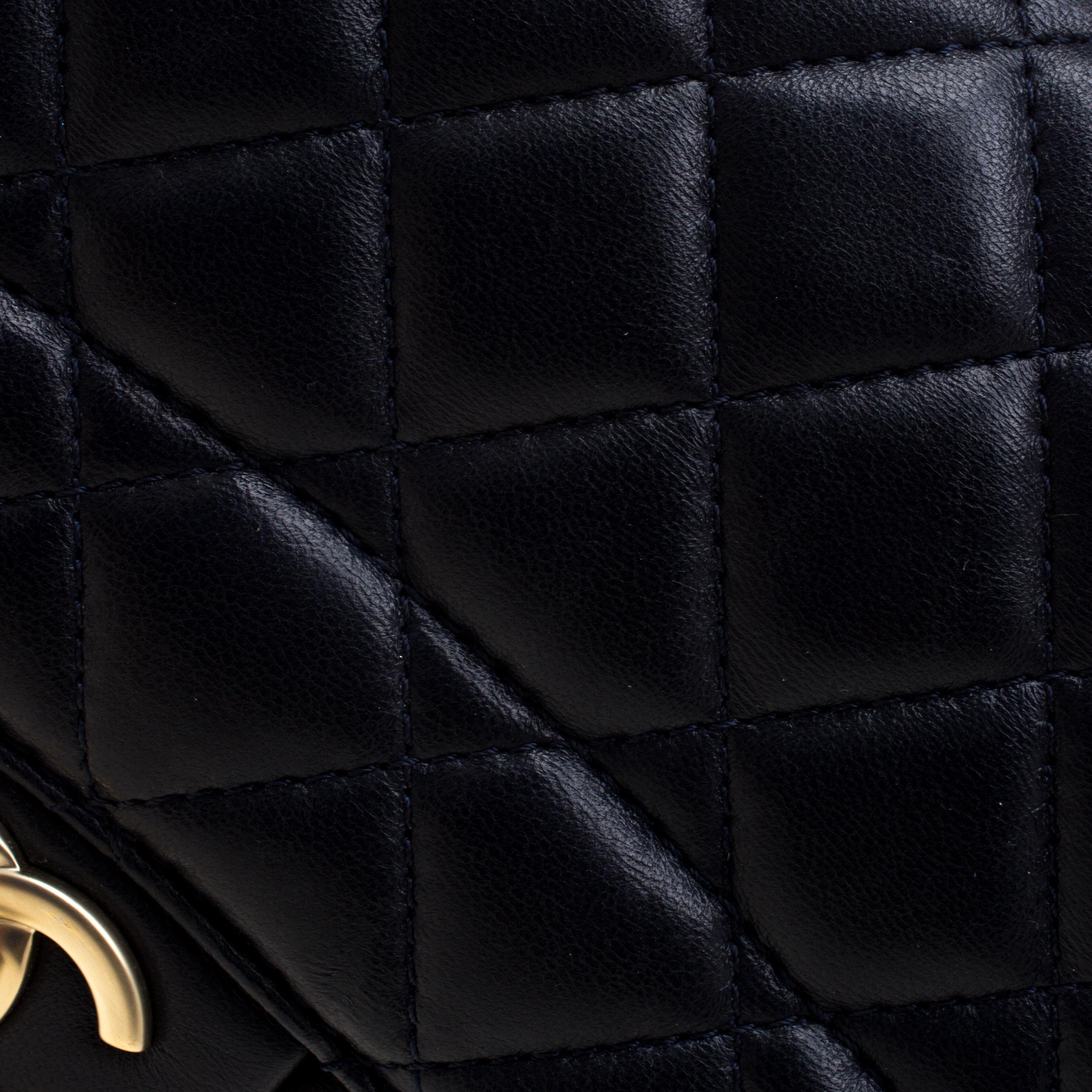 Chanel Navy Blue Quilted Leather Mademoiselle Chic Flap Shoulder Bag 3