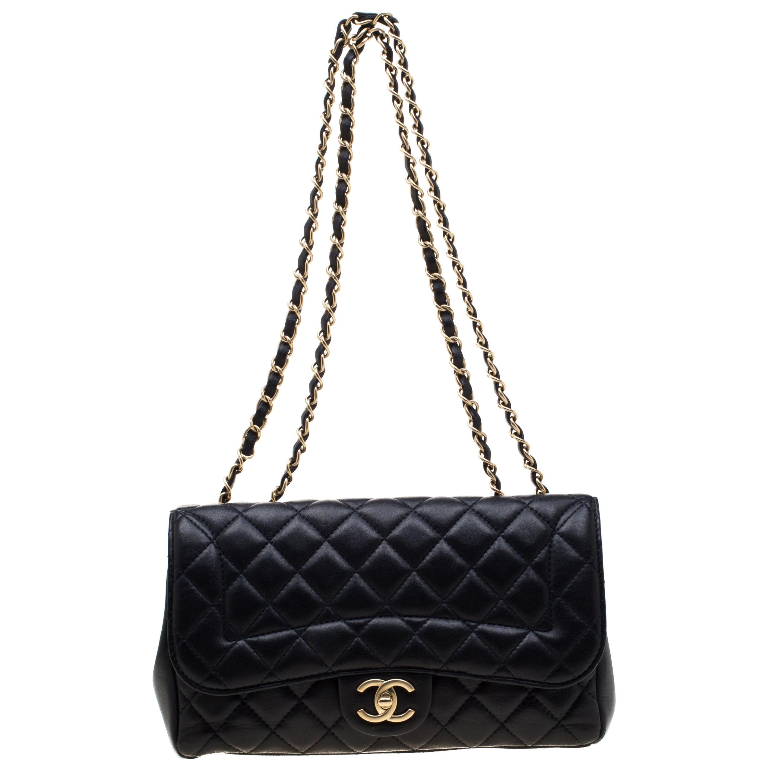 Chanel Navy Blue Quilted Leather Mademoiselle Chic Flap Shoulder Bag