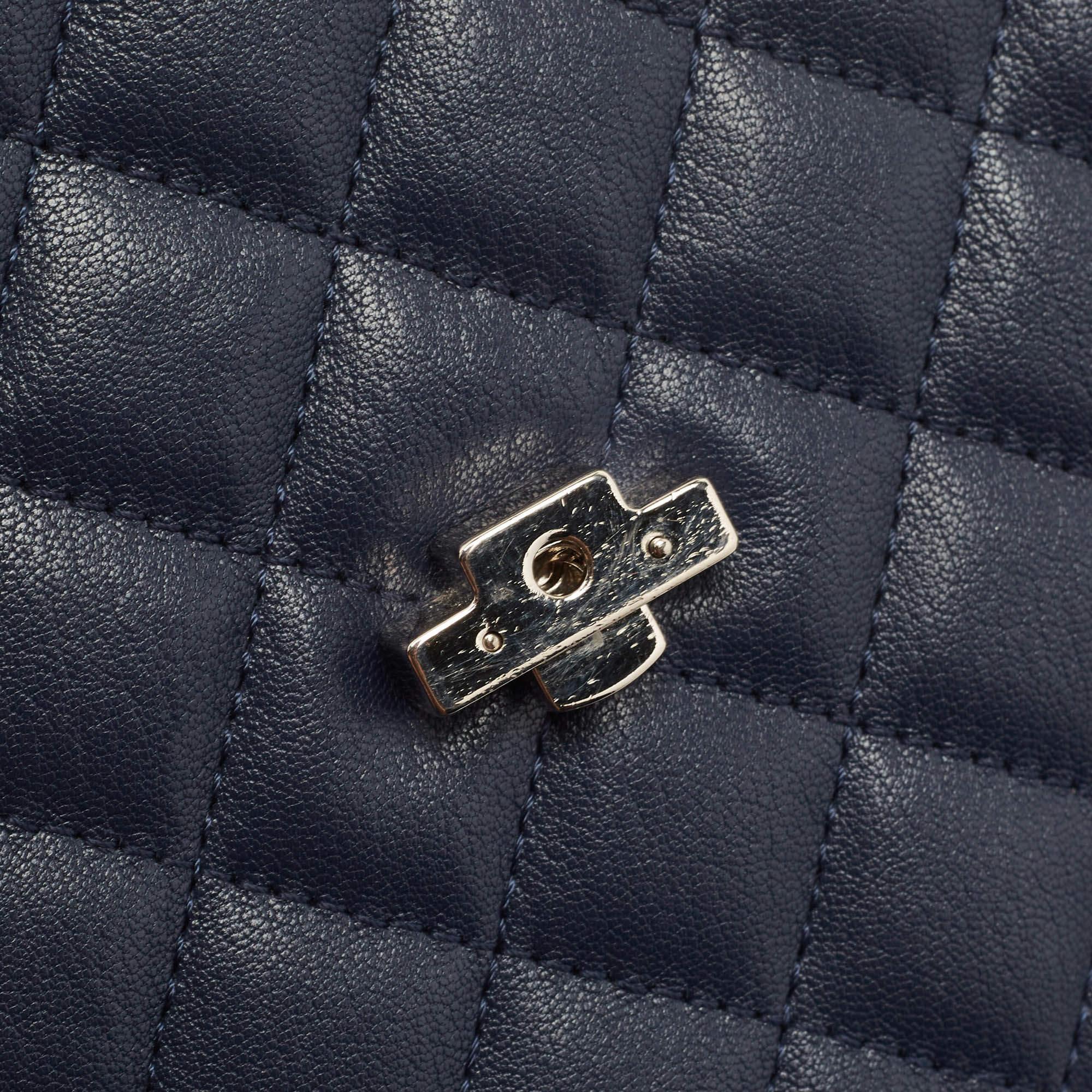 Chanel Navy Blue Quilted Leather Mini CC Box Camera Bag 6