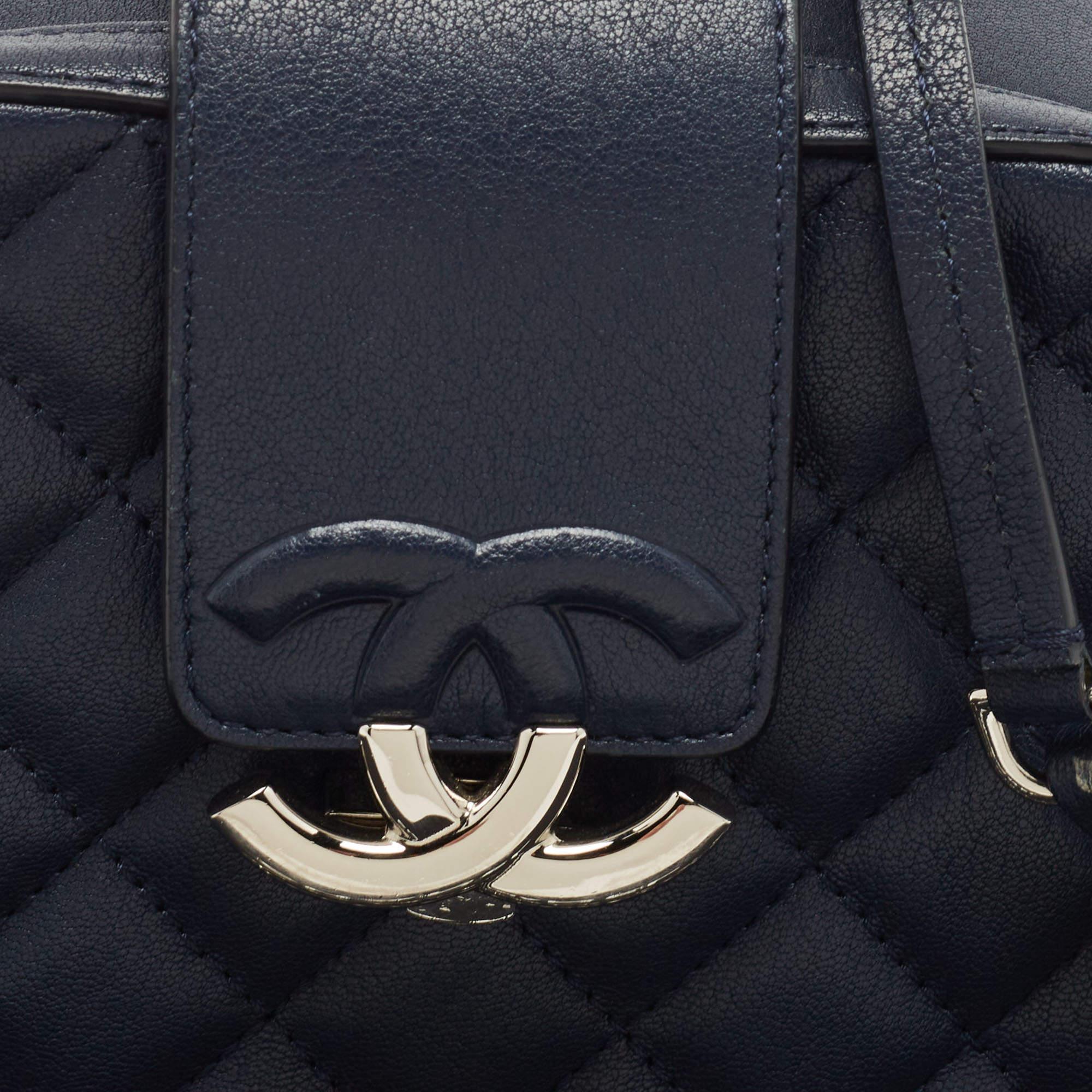 Chanel Navy Blue Quilted Leather Mini CC Box Camera Bag 8