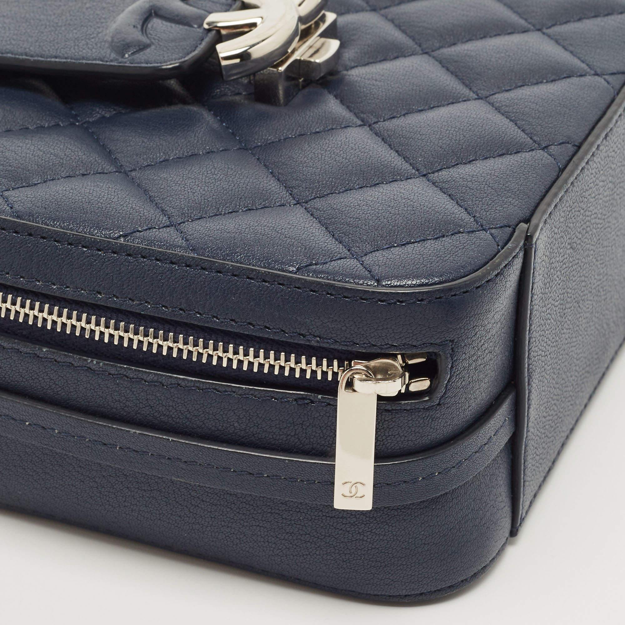 Chanel Navy Blue Quilted Leather Mini CC Box Camera Bag 2