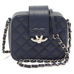 Chanel Navy Blue Quilted Leather Mini CC Box Camera Bag