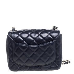 Chanel Navy Blue Quilted Leather Mini Classic Flap Bag