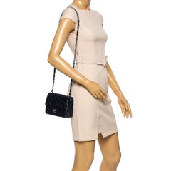 Chanel Navy Blue Quilted Leather Mini Classic Flap Bag