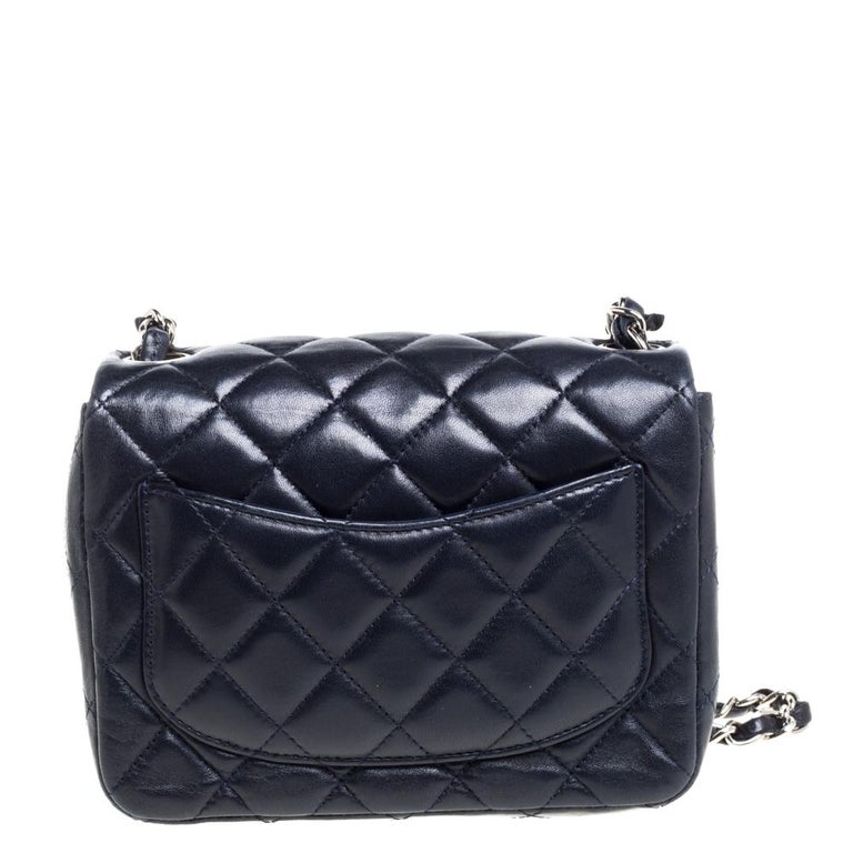 Chanel Navy Blue Quilted Leather Mini Classic Flap Bag at 1stDibs