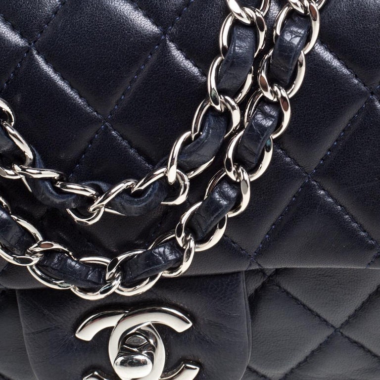 Chanel Navy Blue Quilted Leather Mini Classic Flap Bag at 1stDibs