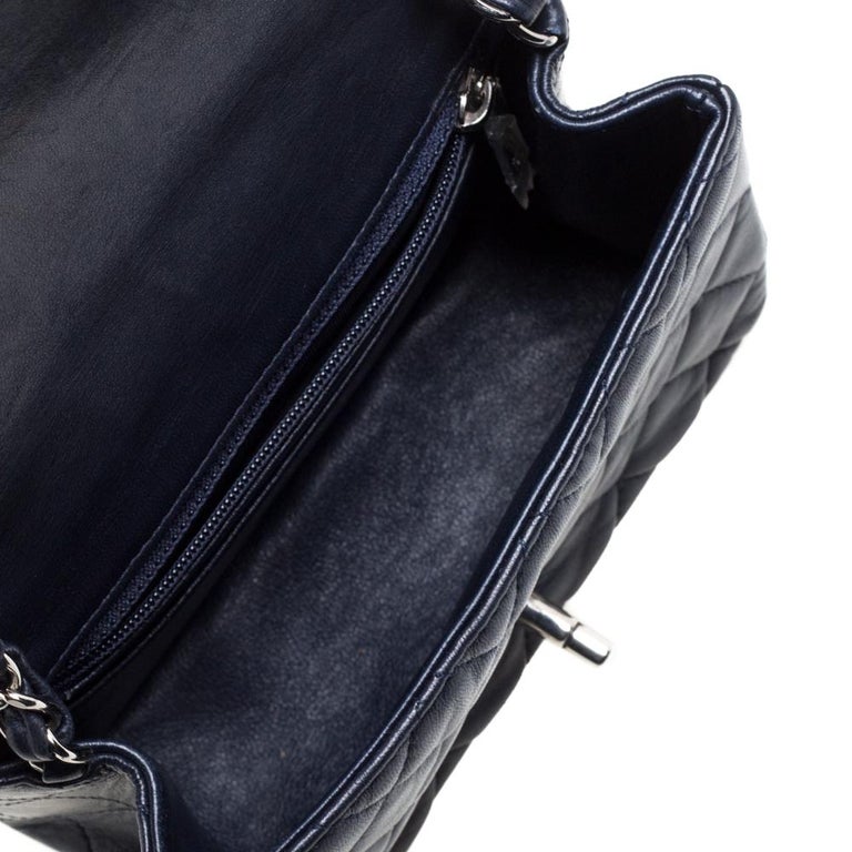 Chanel Navy Blue Quilted Leather Mini Classic Flap Bag at 1stDibs