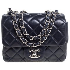 Chanel Navy Blue Quilted Leather Mini Classic Flap Bag