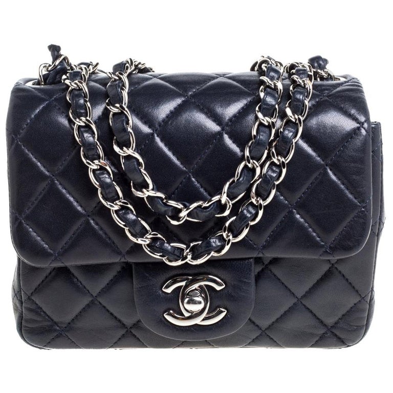 Chanel Navy Blue Quilted Leather Mini Classic Flap Bag at 1stDibs