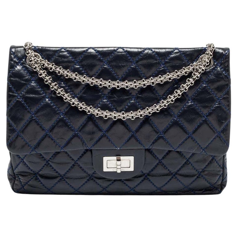 Chanel Navy Blue Quilted Leather Reissue 2.55 Classic 227 Double Flap Bag