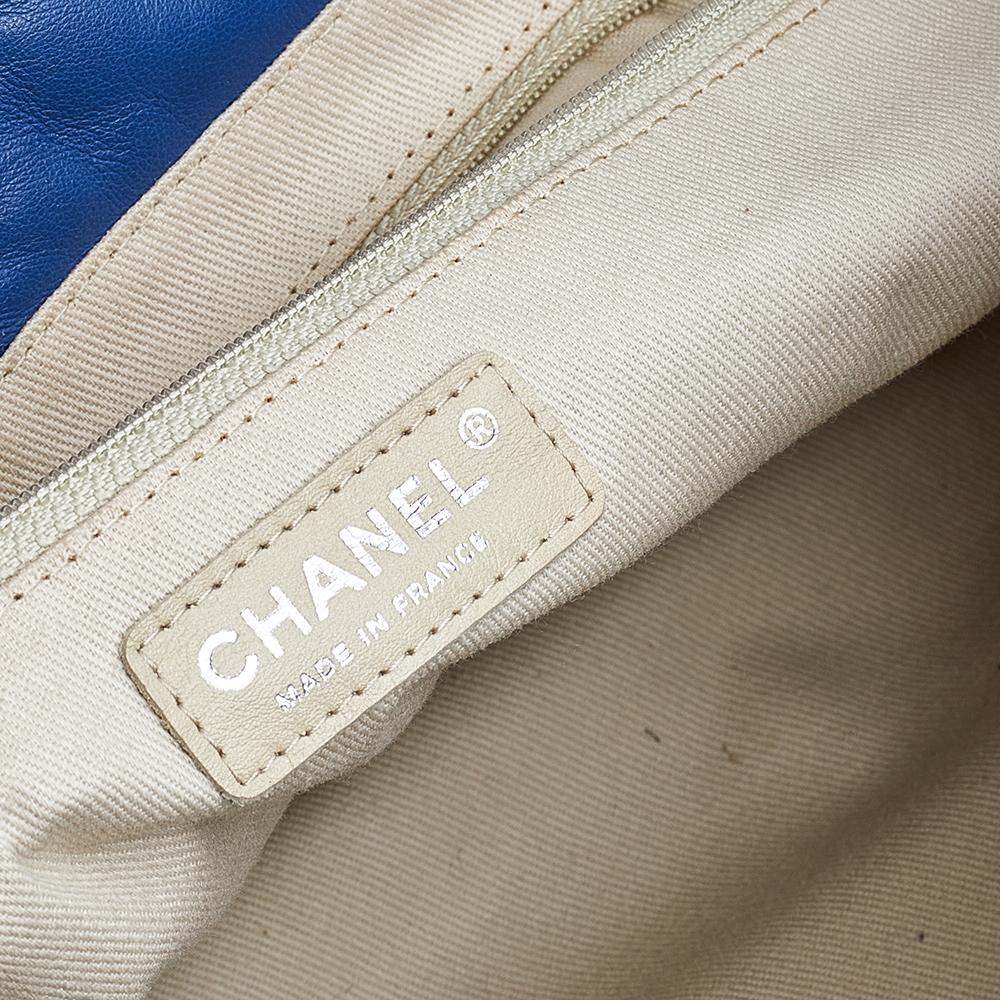 Chanel Navy Blue Quilted Leather Shopper Tote 3