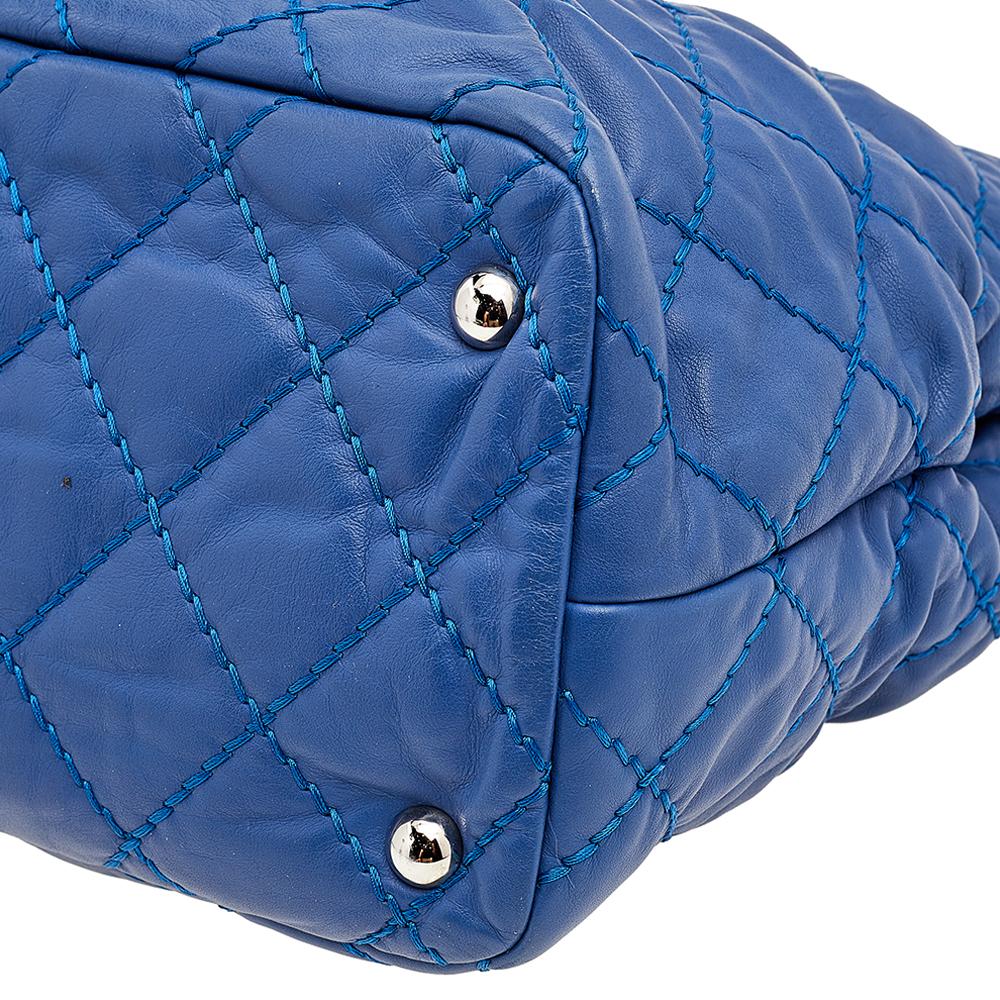 Women's Chanel Navy Blue Quilted Leather Shopper Tote