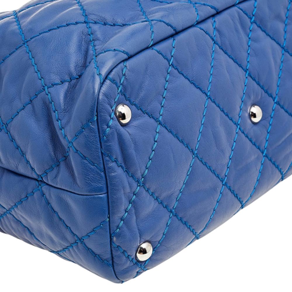Chanel Navy Blue Quilted Leather Shopper Tote 1