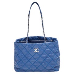 Chanel Navy Blue Quilted Leather Shopper Tote at 1stDibs