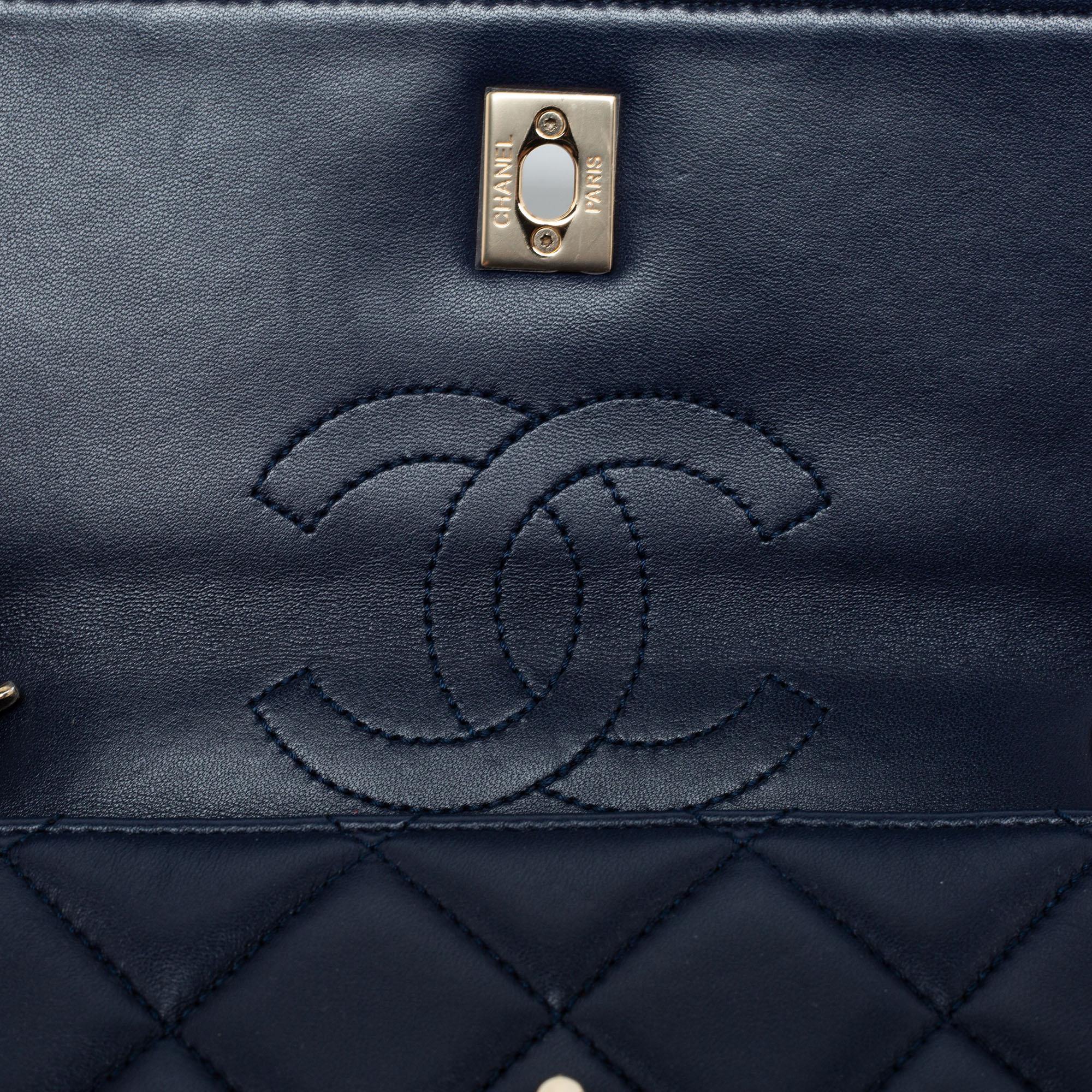 Chanel Navy Blue Quilted Leather Trendy CC Flap Bag 1